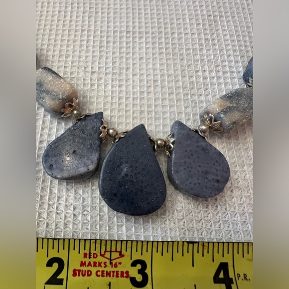 Sundance-Look 🌞HANDMADE Silver Plate & Bluestone Necklace & Earring Set 📿 New - Picture 3 of 4